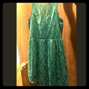 Green floral print dress